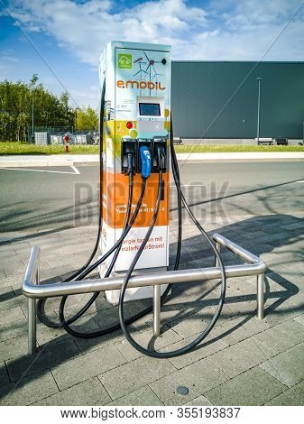 Wetzlar, Germany 2019-05-02 Enwag Electrical Mobile Station. Enwag Is The Energy Service Company In 