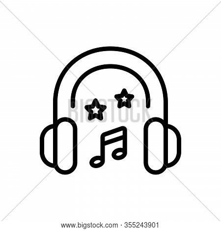 Black Line Icon For Head-phones Head Phones Earphone Electronics Gadget Musically Concert Listening 