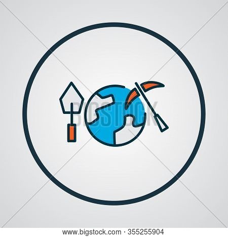 Geoscience Icon Colored Line Symbol. Premium Quality Isolated Geology Element In Trendy Style.
