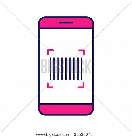 Barcode Scanning App Color Icon. Smartphone Reading Linear Barcode. One Dimensional Code Scanner. Is