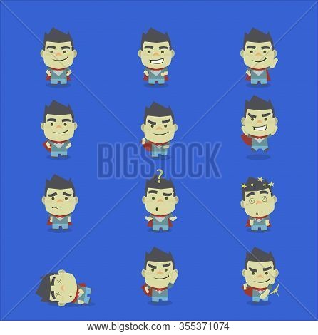 One Superhero With Different Actions Or Movements