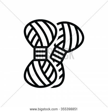 Black Line Icon For Knitting-yarn Knitting Yarn Fiber Hobby Homemade Knit Knitwear Handicraft Woolle