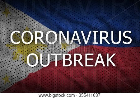 Philippines Flag And Coronavirus Outbreak Inscription. Covid-19 Or 2019-ncov Virus