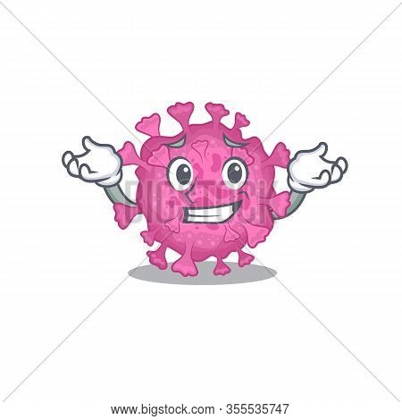 Happy Face Of Corona Virus Organic Mascot Cartoon Style