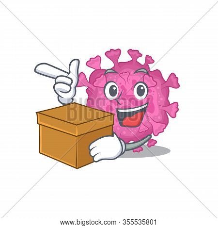 Corona Virus Organic Cartoon Design Style Having A Box