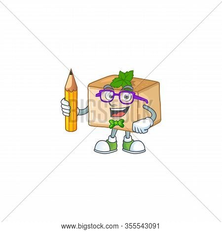 Basbousa Clever Student Character Using A Pencil