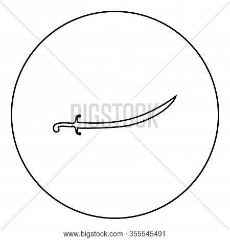 Turkish Saber Scimitar Sabre Of Arabian Persian Curved Sword Icon In Circle Round Outline Black Colo