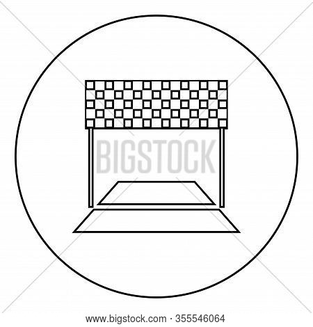 Finish Concept Maraphon Line Racing Panorama Road Icon In Circle Round Outline Black Color Vector Il
