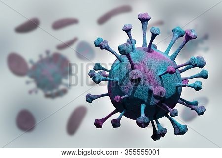 3d Rendering Of A Simulated Microco View Of The Bacterium Of Coronavirus Covic19