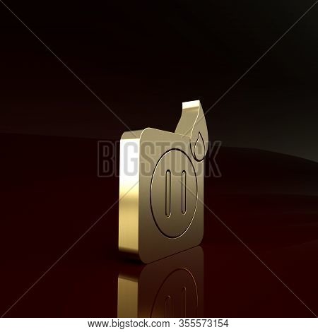 Gold Electric Wiring Of Socket In Fire Icon Isolated On Brown Background. Electrical Safety Concept.