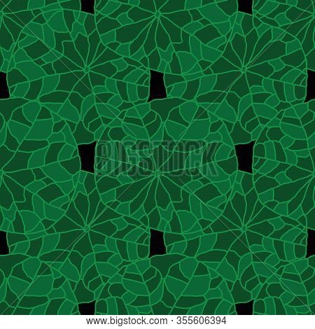 Modern Nasturtium -wild Leaves Seamless Repeat Pattern. Abstract Nasturtium Leaves And Shapes Patter