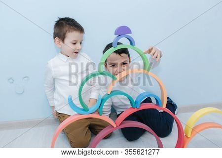 Boys Play In Different Intelectual Games In Preschool Classroom