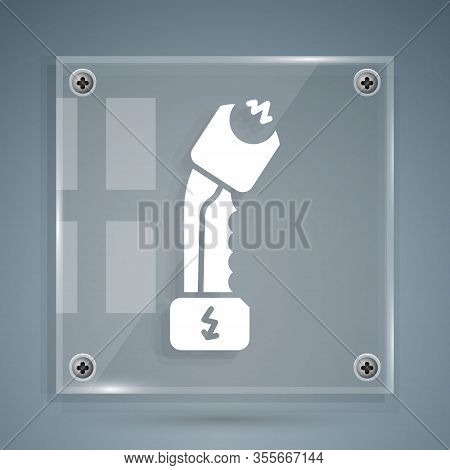 White Police Electric Shocker Icon Isolated On Grey Background. Shocker For Protection. Taser Is An 
