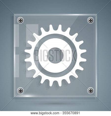 White Circular Saw Blade Icon Isolated On Grey Background. Saw Wheel. Square Glass Panels. Vector Il