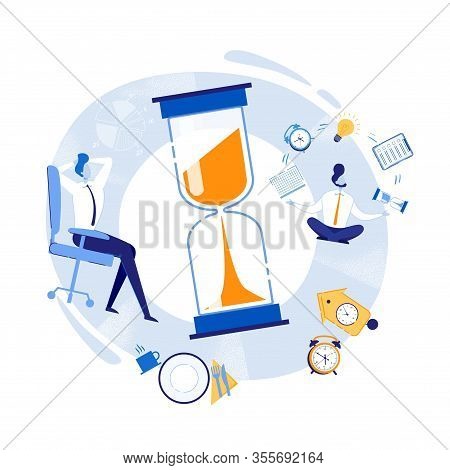 Advertising Flyer Effective Distribution Time Work. Time Planned To Achieve Goals. Office Employees 