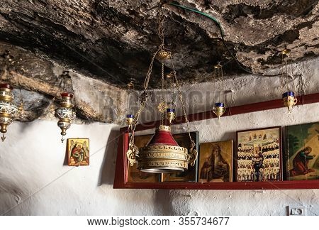 Jerusalem, Israel, February 29, 2020 : The Interior Of The Greek Akeldama Monastery In The Old City 