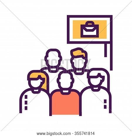 Work Protest Line Color Icon. Employees And Work Stoppage. Labor Movement. Social Protest. Pictogram