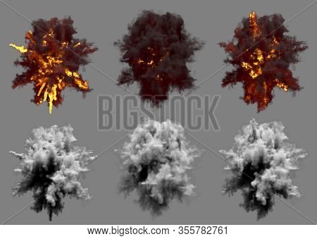 Many Round Explosions Of Anti Air Gun Shell Hit Or View From Above On Bang Or Rocket Interception Bl