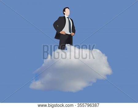 Important Person Exulting Above A Cloud In The Sky