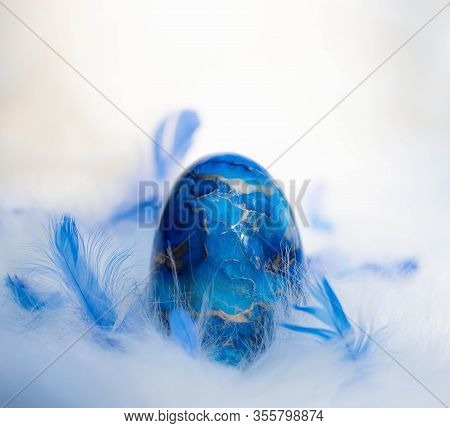 Easter background with Easter eggs. Soft focus, bokeh effect. Happy easter greeting card template in