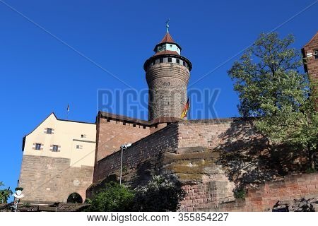 Nuremberg Imperial Castle - Sinwell Tower. Landmark Of Nuremberg City, Germany.