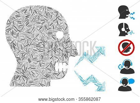 Hatch Mosaic Based On Angry Person Shout Icon. Mosaic Vector Angry Person Shout Is Created With Rand