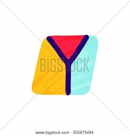 Y Letter Logo In Kids Paper Applique Style. Perfect For Cute Identity, Funny Craft Package, Holidays
