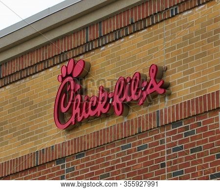 Lancaster, Pennsylvania/united States - April 2 2019: Close Up View Of The Chick-fil-a Restaurant Lo