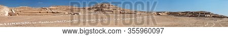 Nazca Pyramid At Cahuachi Archeological Site In The Nazca Desert Of Peru Panoramic View