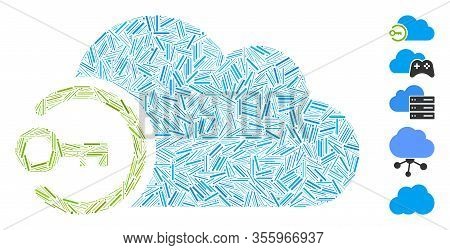 Hatch Mosaic Based On Cloud Login Icon. Mosaic Vector Cloud Login Is Composed With Random Hatch Dots