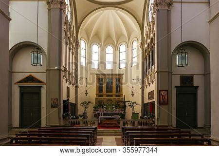 San Fior Di Sopra, Italy - Circa August 2018. Interiors Of Catholic Church (chiesa Di San Giovanni B