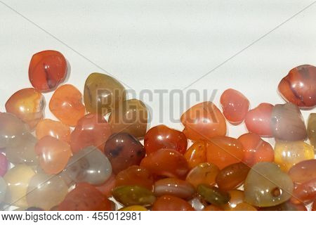 Semiprecious Red Garnet Jasper Stones In Jewellery Gem Factory, Sri Lanka