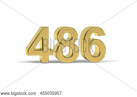 Golden 3d Number 486 - Year 486 Isolated On White Background - 3d Render