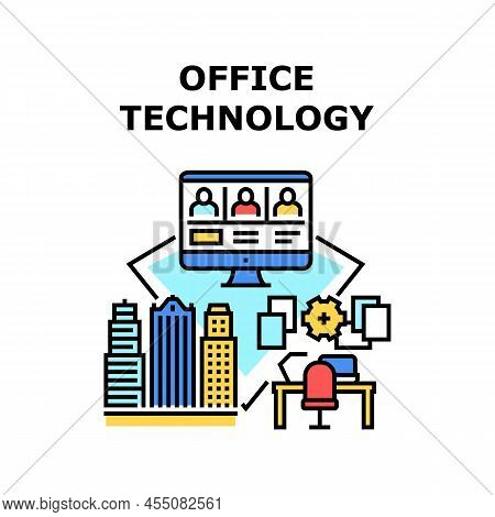 Office Technology Vector Icon Concept. Office Technology For Working And Video Call Communication Wi