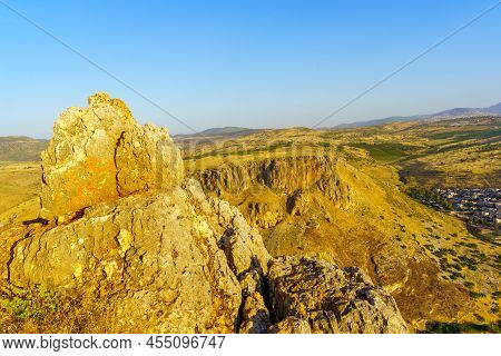 View Of Rocks And The Cliffs Of Mount Nitai In The Background, In Mount Arbel, Northern Israel