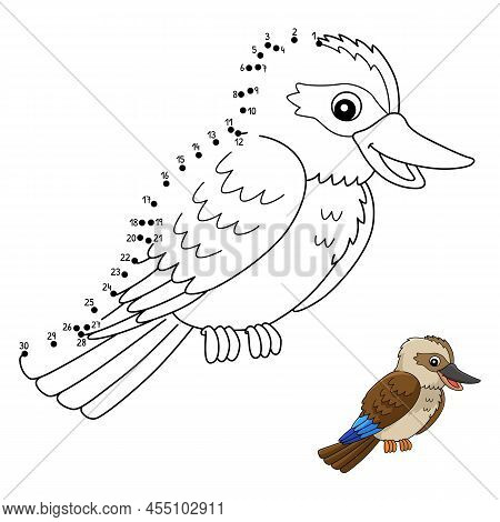 A Cute And Funny Connect The Dots Coloring Page Of A Kookaburra Animal. Provides Hours Of Coloring F