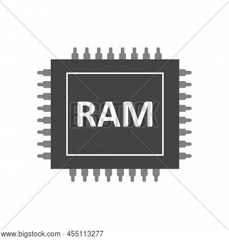 Ram Microchip Isolated On White Background. Random Access Memory. Vector Stock