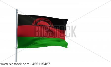 Republic Of Malawi National Flag, Waving In The Wind. 3d Rendering, Cgi Illustration