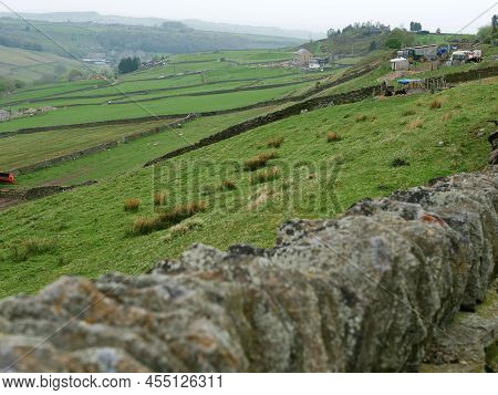 Farm Land In Rural Yorkshire Village In England Countryside