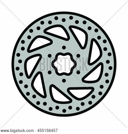 Bike Brake Disc Icon. Editable Bold Outline With Color Fill Design. Vector Illustration.
