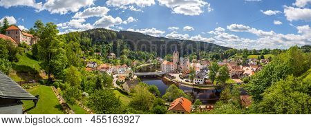 Landscape With The Valley With The Town Of Rozmberk Nad Vltavou And The Vltava River, Czech Republic