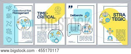 Operational Risk Management Levels Blue And Yellow Brochure Template. Leaflet Design With Linear Ico