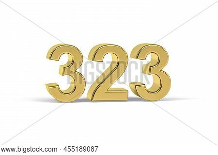 Golden 3d Number 323 - Year 323 Isolated On White Background - 3d Render