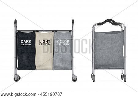 Empty Compartiments Laundry Clothing Separation Trolley Cart Room Service Tool And Equipment On A Wh