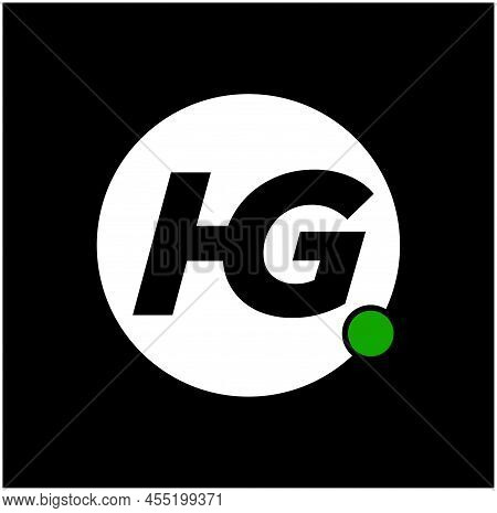 Hg Brand Name Initial Letters Monogram. Hg Letters With Green Dot.