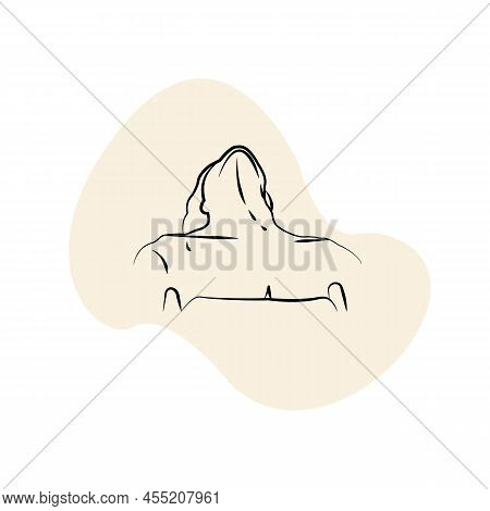 The Girl Threw Her Head Back Line Art Black Contour On Soft Color, Hand Drawn Vector Illustration Is