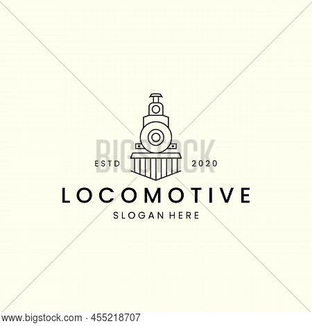 Locomotive With Linear Style Logo Icon Template Design. Train, Transportation , Railway, Vector Illu