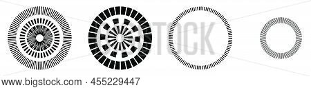 Geometric Circle Element With Dashed Lines. Geometric Radial, Radiating Element