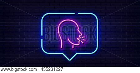 Neon Light Speech Bubble. Cough Line Icon. Coronavirus Symptom Sign. Flu, Sneeze Or Pneumonie Symbol