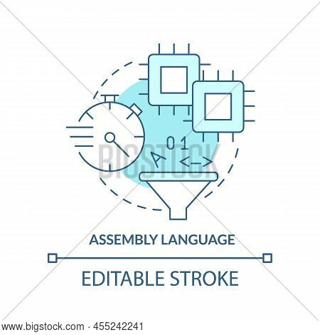Assembly Language Turquoise Concept Icon. Hardware Code. Type Of Computer Language Abstract Idea Thi
